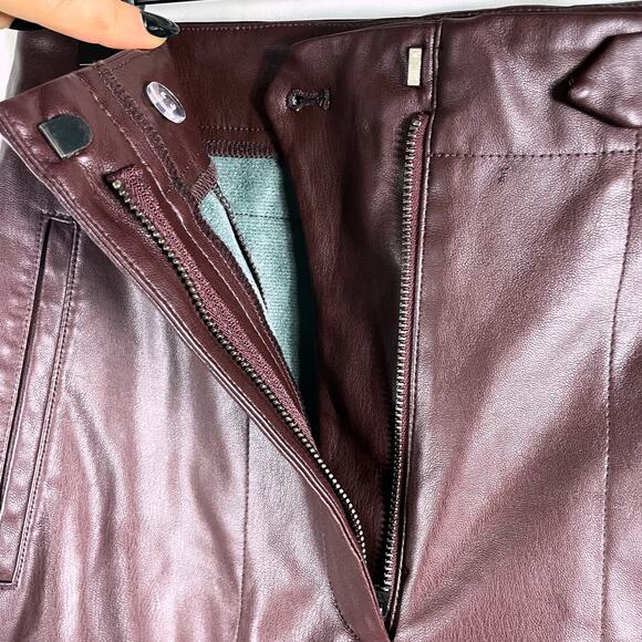 Ronny Kobo Burgundy Faux Leather Pants High Rise Wide Leg Vegan Sz 4 - Picture 7 of 12